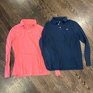 Vineyard Vines Edgartown polo long sleeves. Navy/Nantucket red. SizeXL boys (18)